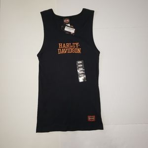 Harley Davidson black ribbed cotton tank top Large
